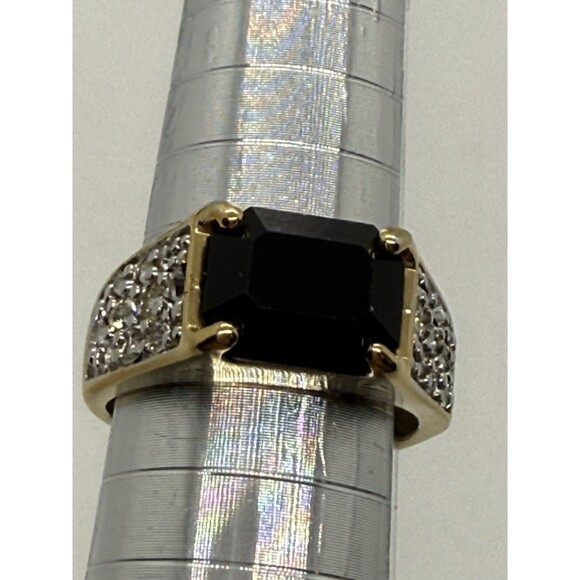 Ring 18K G. E. GOLD ELECTROPLATE American Ring Co A Size 6.5 Onyx Like Stone - Picture 10 of 16